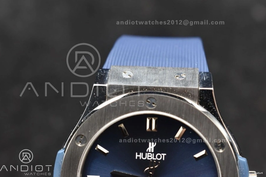 Best Dial Blue HBF Classic On Edition 1:1 SS 42mm Blue Strap Gummy A2892 Fusion 0130